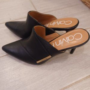 Black Heeled Mules